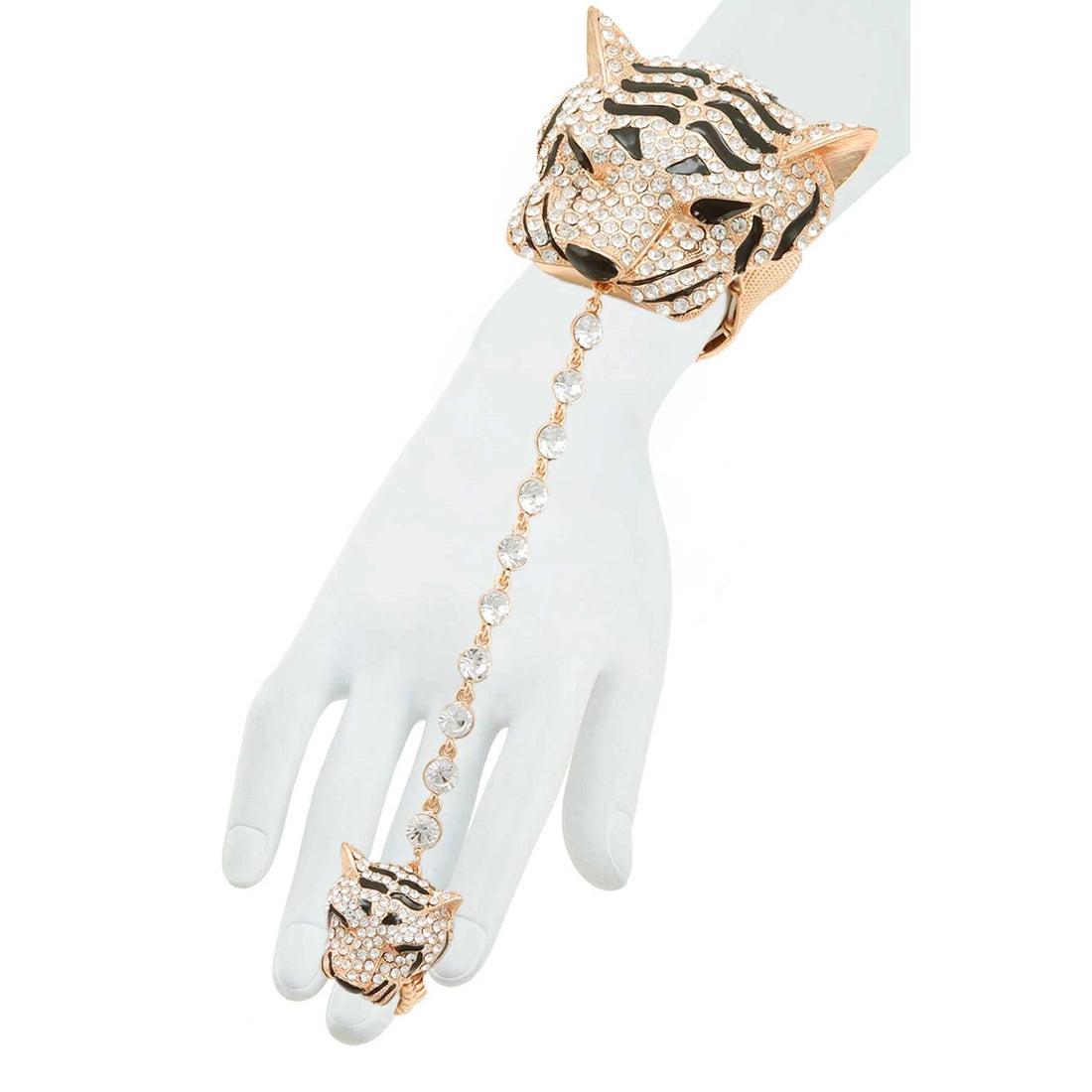 Tiger Stretch Bracelet with Ring - GOLD/BLACK
