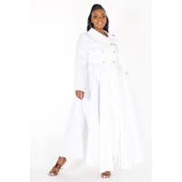 SOLID LONG SLEEVE GOLD BUTTON JACKET DRESS MAXI