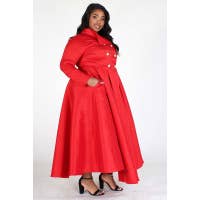 SOLID LONG SLEEVE GOLD BUTTON JACKET DRESS MAXI