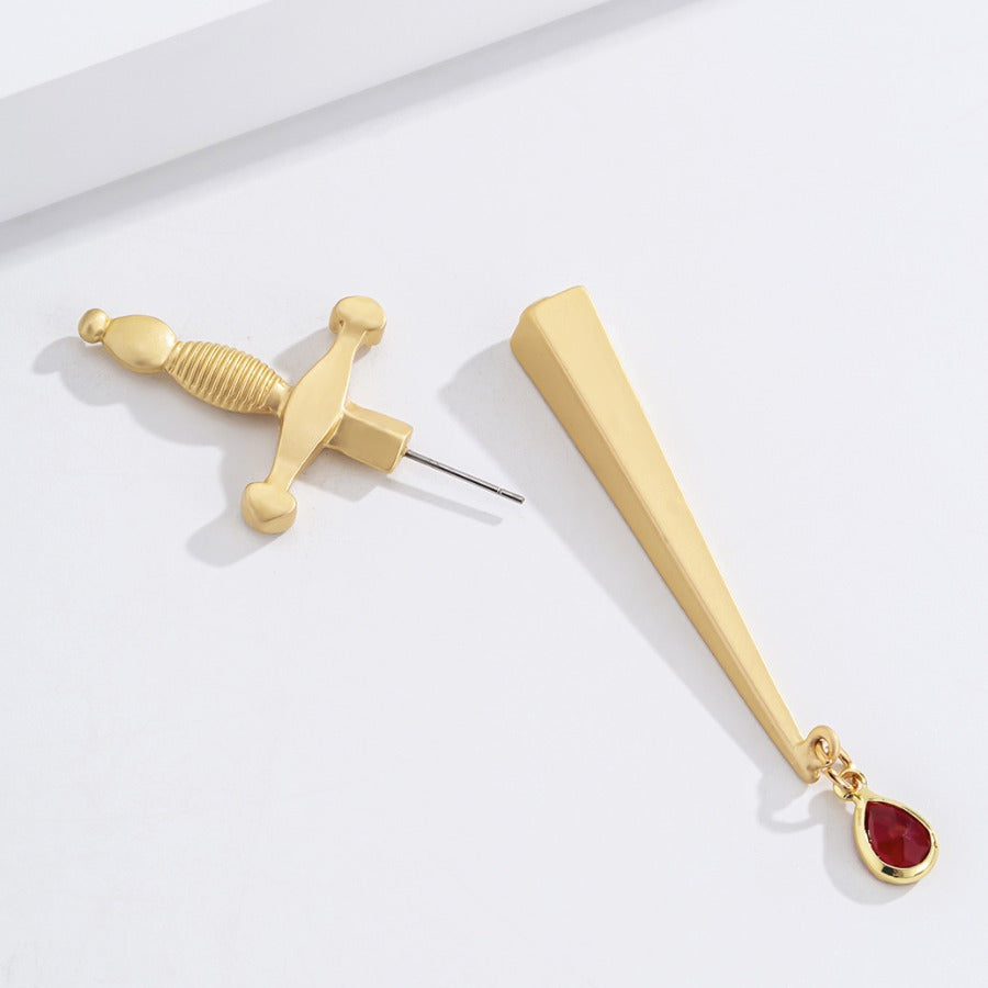 Casual Dagger-shaped Gold Earring