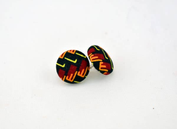 African Wax Print Button Earrings | Ankara Earrings