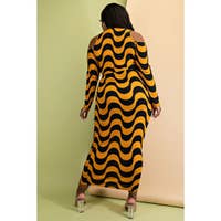 PLUS COLD SHOULDER TOP AND LONG SKIRT SET - MUSTARD/BLACK