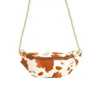 COW PRINT FASHION WAIST BAG - COW/BEIGE