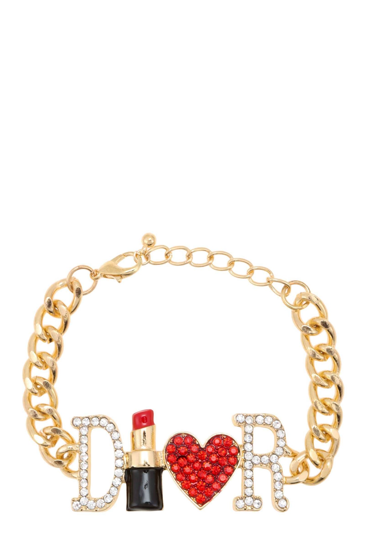 Lipstick and Letter Chain Bracelet