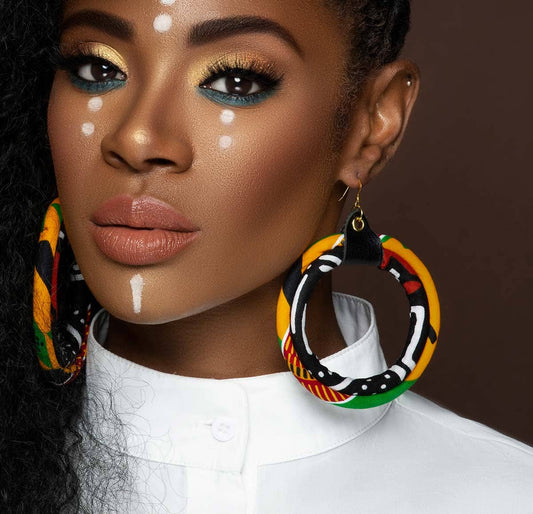 Kente Print Earrings | Mud cloth print Earrings