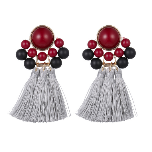 Vintage Beads Decor Tassel Pendant Earrings