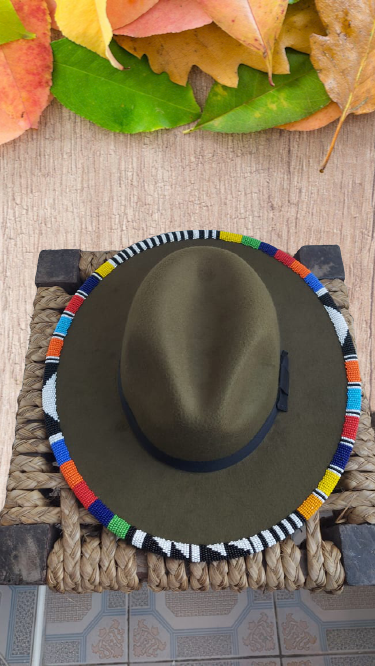 RIM Beaded Fedora Hat - Green