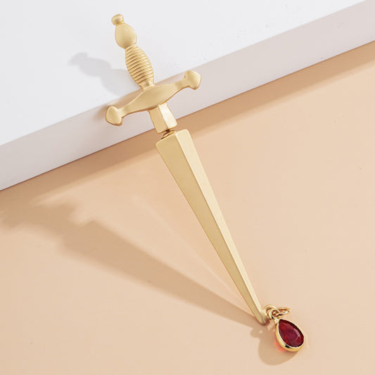 Casual Dagger-shaped Gold Earring