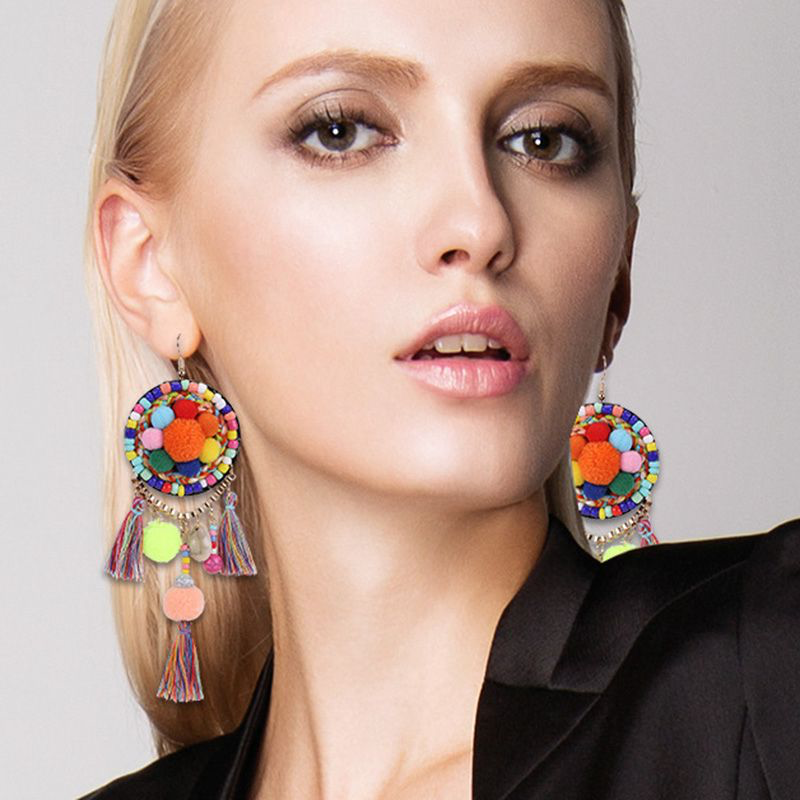 Handmade Ethnic Bohemian Style Colorful Creative Tassel Earrings