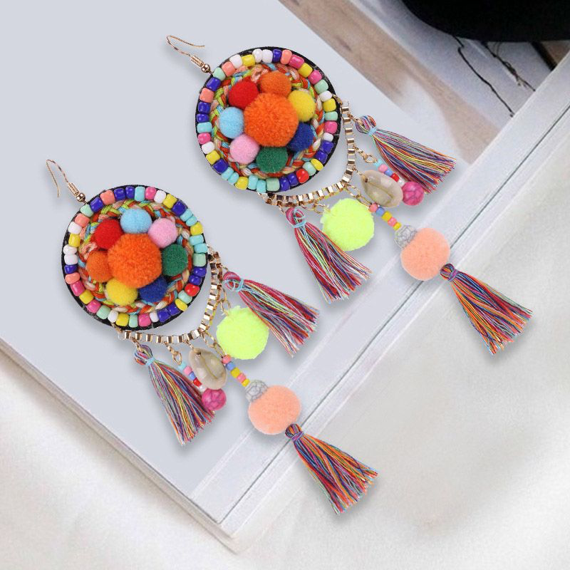 Handmade Ethnic Bohemian Style Colorful Creative Tassel Earrings